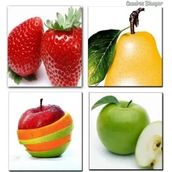 4 cuadros para cocina moderna. Frutas varios colores venta online. Cuadros de frutas, cuadros decorativos para la cocina.