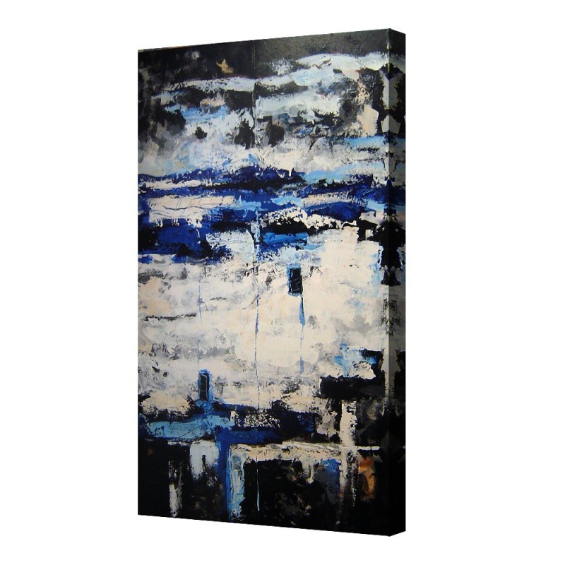 Cuadro abstracto arte pintura abstracta grande azul vertical
