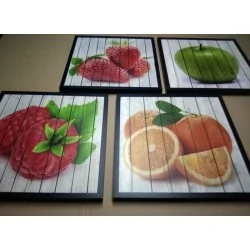 Conjunto 4 cuadros bonitas frutas Arte y decoración Cuadros para la cocina 