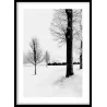 Moderno paisaje nevado marco negro. Cuadro impreso en tablero dm color blanco