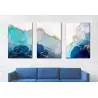 cuadro moderno azul y oro en tres lienzos Abstracto Moderno 