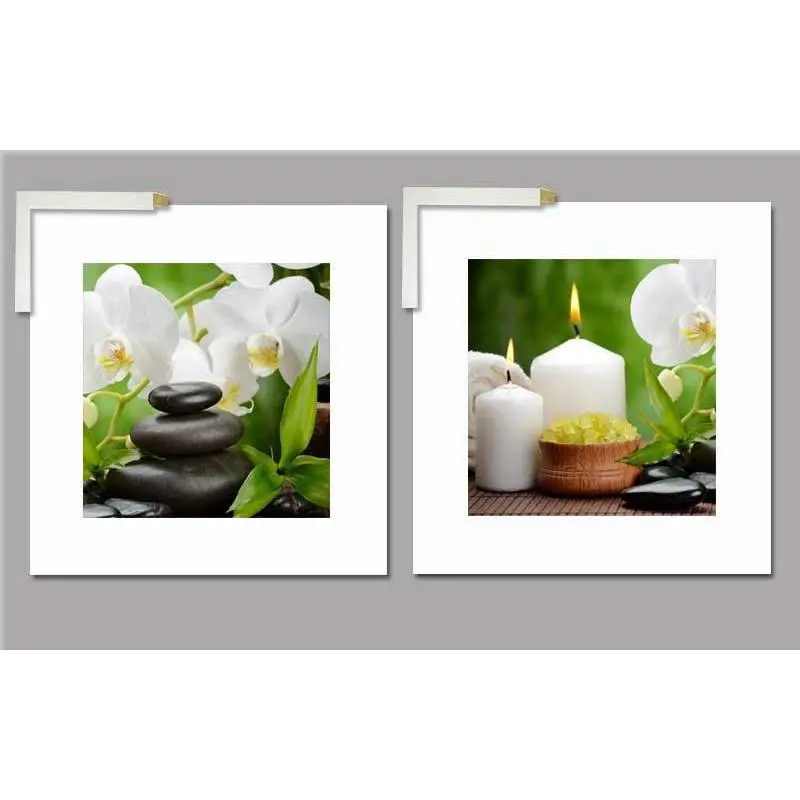 Dos cuadros piedras y velas con marco Arte para el Baño Dos cuadros piedras y velas con marco Arte para el Baño