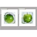 Dos cuadros manzanas decorativas con marco
