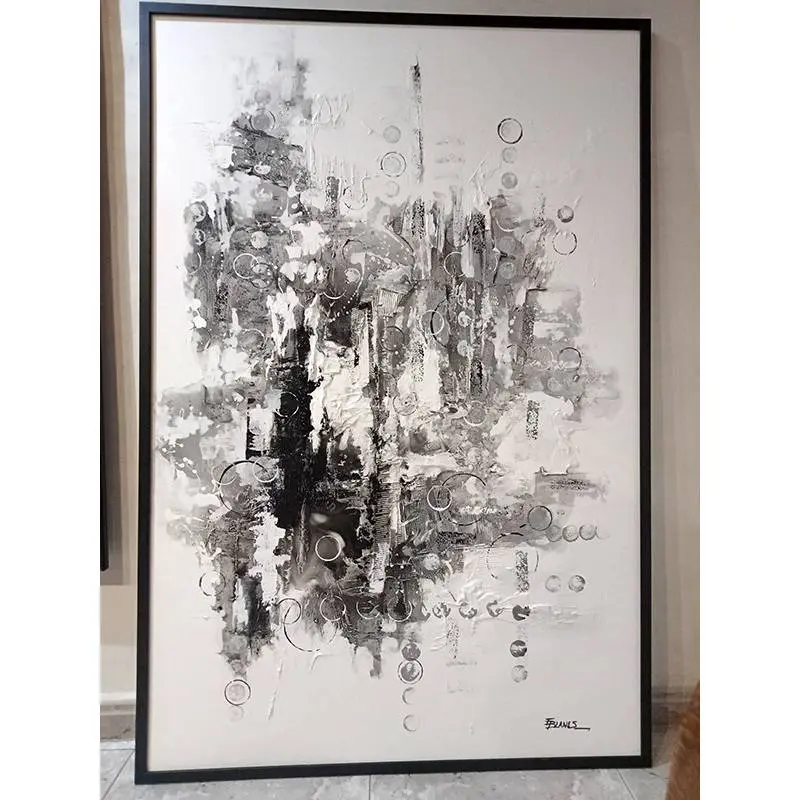 Arte Pintura abstracta pintada a mano con marco Abstracto Moderno 