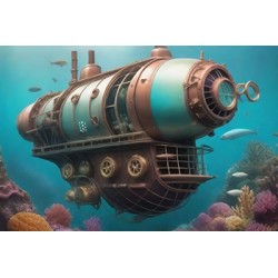 Submarino steampunk generado AI