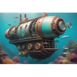 Submarino steampunk generado AI Arte y decoración Cuadros Decoración Arte Steampunk 