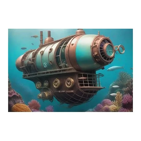 Submarino steampunk generado AI