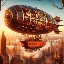 Cuadro gran Dirigible vintage decoración estilo steampunk para salón