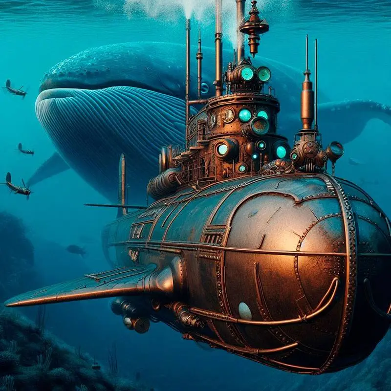 Bajo el mar con la Ballena Cuadros Arte Steampunk Bajo el mar con la Ballena Cuadros Arte Steampunk