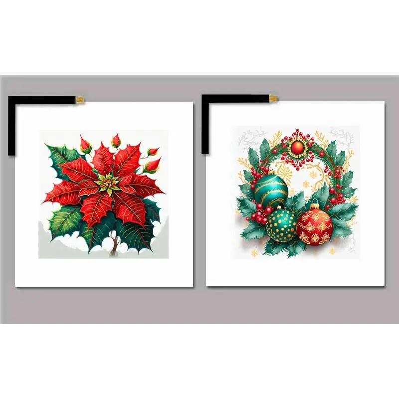 Flor de pascua - Corona acebo Cuadros Decoración Navidad 