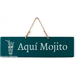 CUADROS BLANGAR Decorativo Cartel vintage "Aqui mojito" azul pato