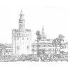 Cuadro Torre del Oro Sevilla Lienzos predibujados con dibujos para pintar 