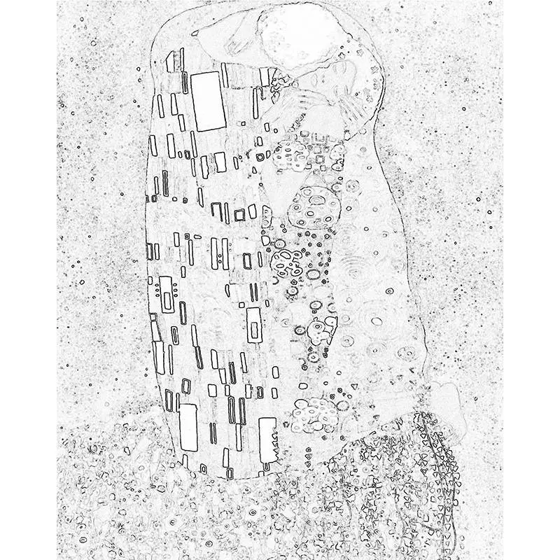 Predibujado - El Beso - Klimt Lienzos predibujados con dibujos para pintar Predibujado - El Beso - Klimt Lienzos predibujados con dibujos para pintar