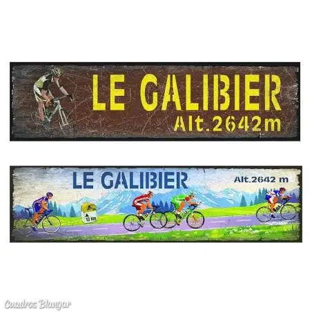 Pack Outlet 2 Panneaux en Bois Peints Le Galibier - Décoration Vintage Cyclisme Tour de France