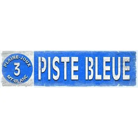 Enseigne bois Piste Bleue Plaine-Joux Mont-Blanc | Déco murale ski alpin﻿| OUTLET