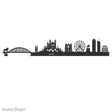 Skyline de Lyon en madera MDF | Decoración pared moderna y minimalista