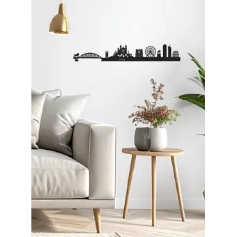 Panorama de Lyon Décoration murale en bois avec silhouettes de ville 