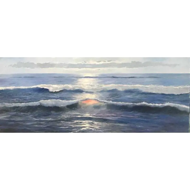 Olas del mar al Atardecer Tableaux peints à la main 