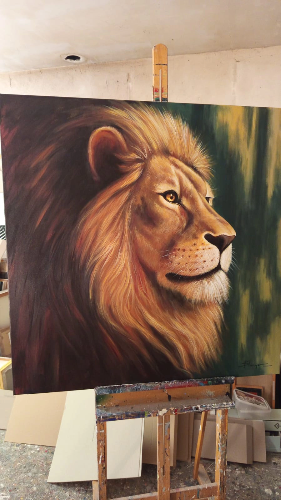 cuadro por encargo pintado a mano - león hiperrealista