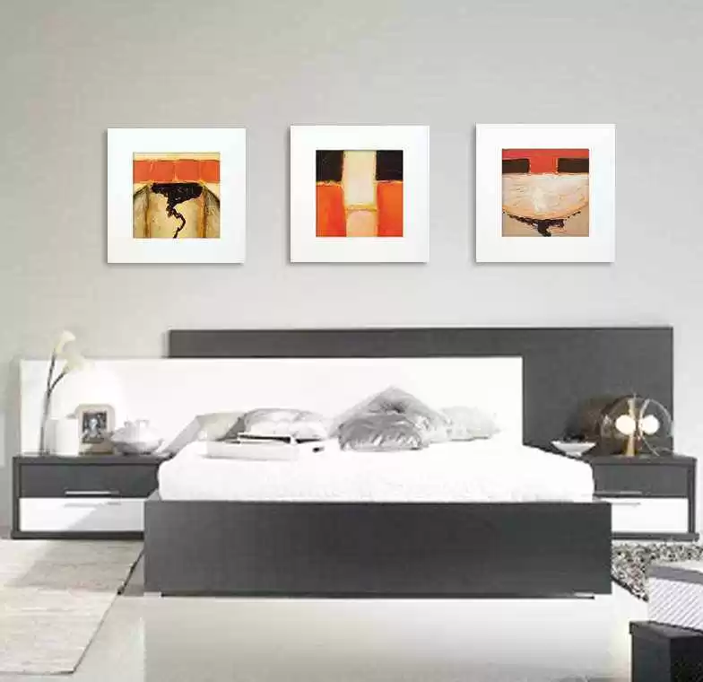Cuadros Blangar, Cuadros decorativos abstractos con marco para dormitorio moderno